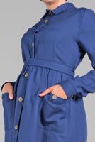 Tesettür giyim LACİVERT CEPLİ BOYDAN DÜĞMELİ ELBİSE 6902 