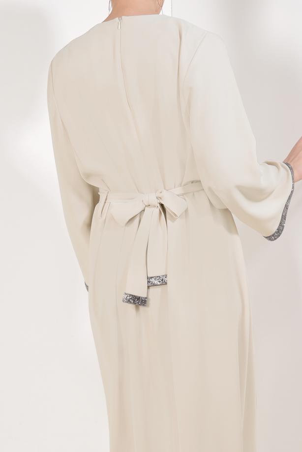 Vêtements hijab  Silvery Detailed Tie Waist Dress T 7692  - TRENDTESETTÜR