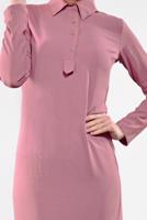 Tesettür giyim PUDRA ETEK UCU VOLANLI PAMUKLU ELBİSE 8221