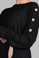 Tesettür giyim SİYAH KOLLARI DÜĞME DETAYLI SALAŞ ELBİSE  8225