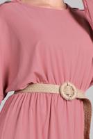 Tesettür giyim PUDRA KOLLARI DÜĞME DETAYLI SALAŞ ELBİSE  8225