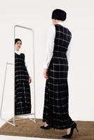 Tesettür giyim SİYAH İKİLİ EKOSE ELBİSE T 8426