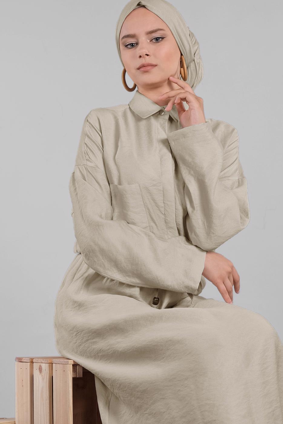Vêtements hijab BEIGE Robe T 9937