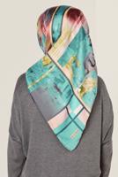 Tesettür giyim MAVİ T 11417-1 ALVİNA DESENLİ EŞARP