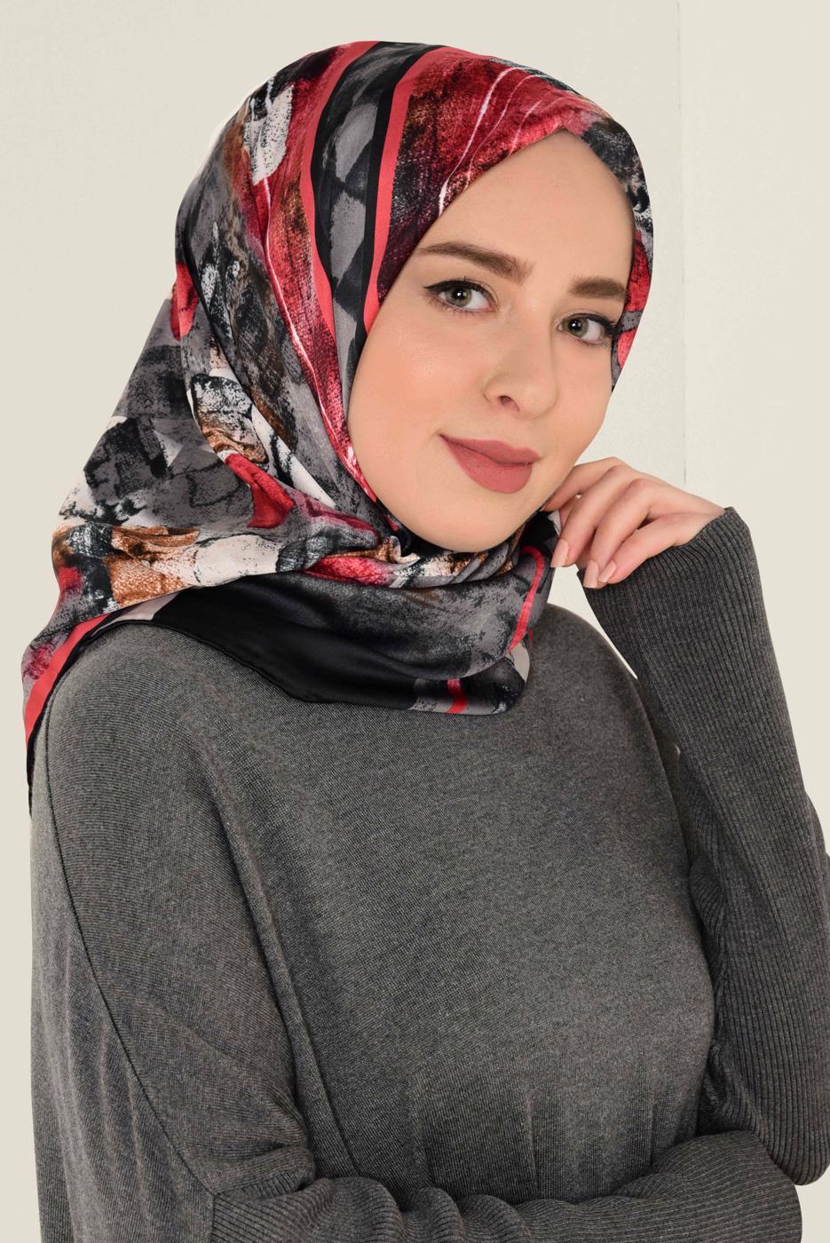 Tesettür giyim SİYAH T 11417-1 ALVİNA DESENLİ EŞARP