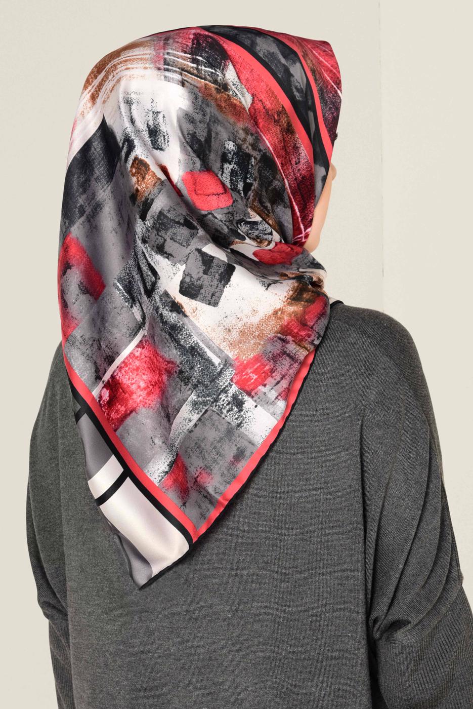 Tesettür giyim SİYAH T 11417-1 ALVİNA DESENLİ EŞARP