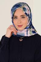 Tesettür giyim LACİVERT T 11417-1 ALVİNA DESENLİ EŞARP