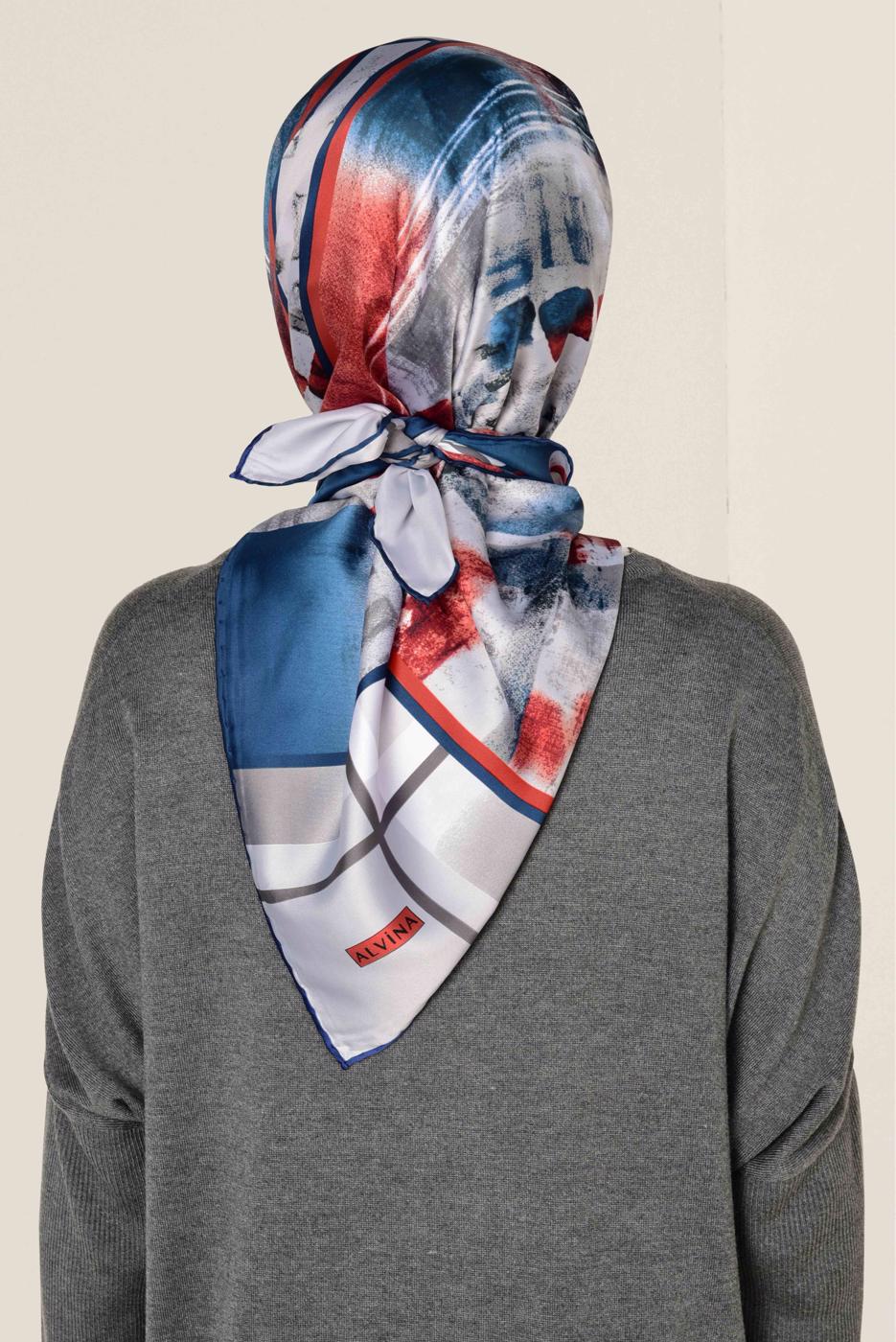 Tesettür giyim LACİVERT T 11417-1 ALVİNA DESENLİ EŞARP