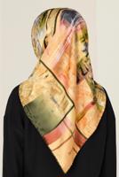 Tesettür giyim KAHVE T 11417-1 ALVİNA DESENLİ EŞARP