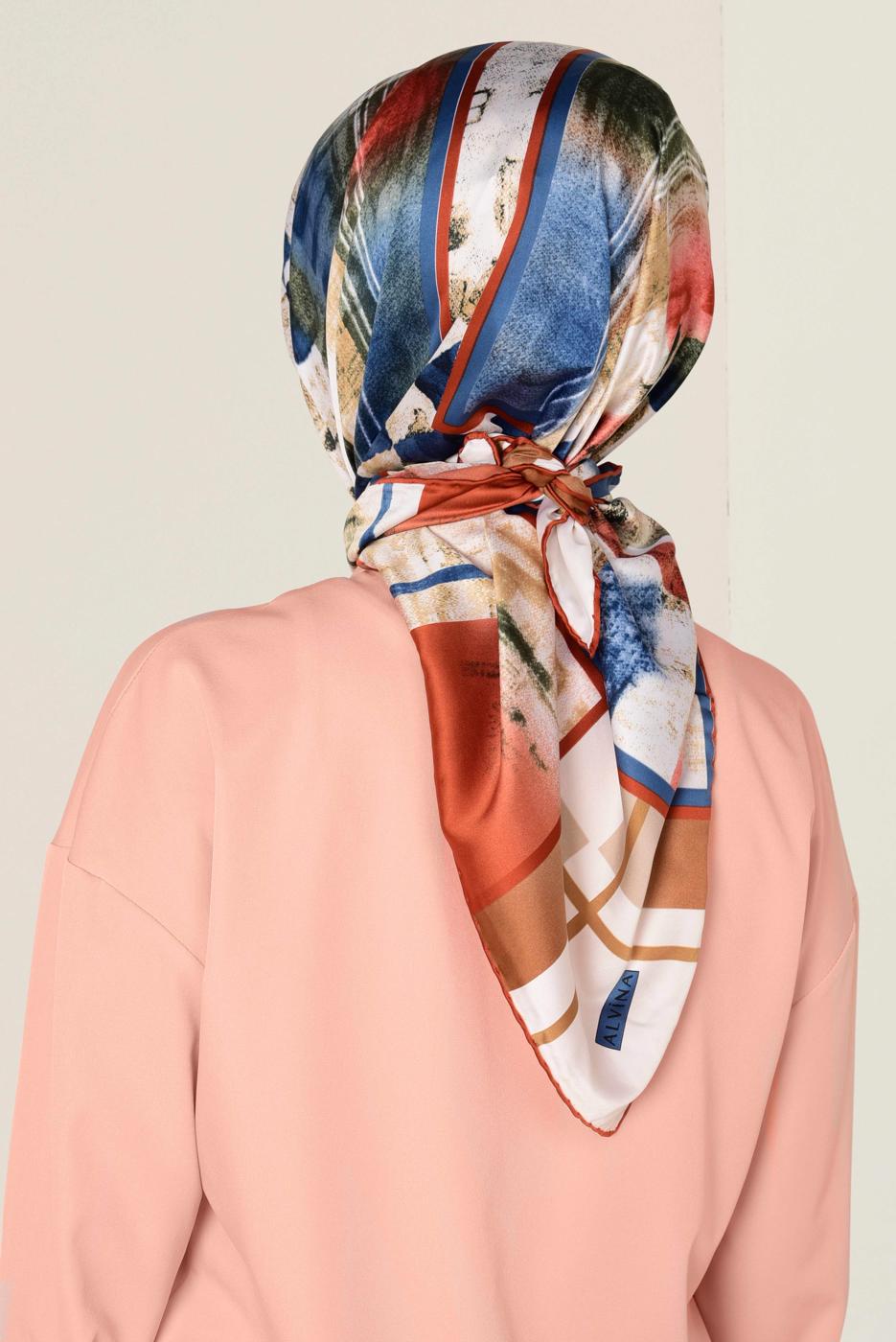 Tesettür giyim LACİVERT T 11417-1 ALVİNA DESENLİ EŞARP