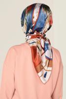 Tesettür giyim LACİVERT T 11417-1 ALVİNA DESENLİ EŞARP