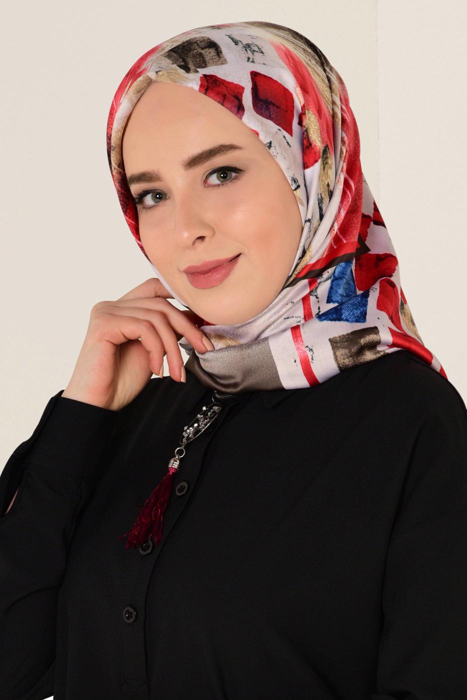 Tesettür giyim KREM T 11417-1 ALVİNA DESENLİ EŞARP