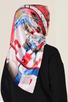 Tesettür giyim KREM T 11417-1 ALVİNA DESENLİ EŞARP