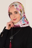 Tesettür giyim GRİ T 11417-1 ALVİNA DESENLİ EŞARP