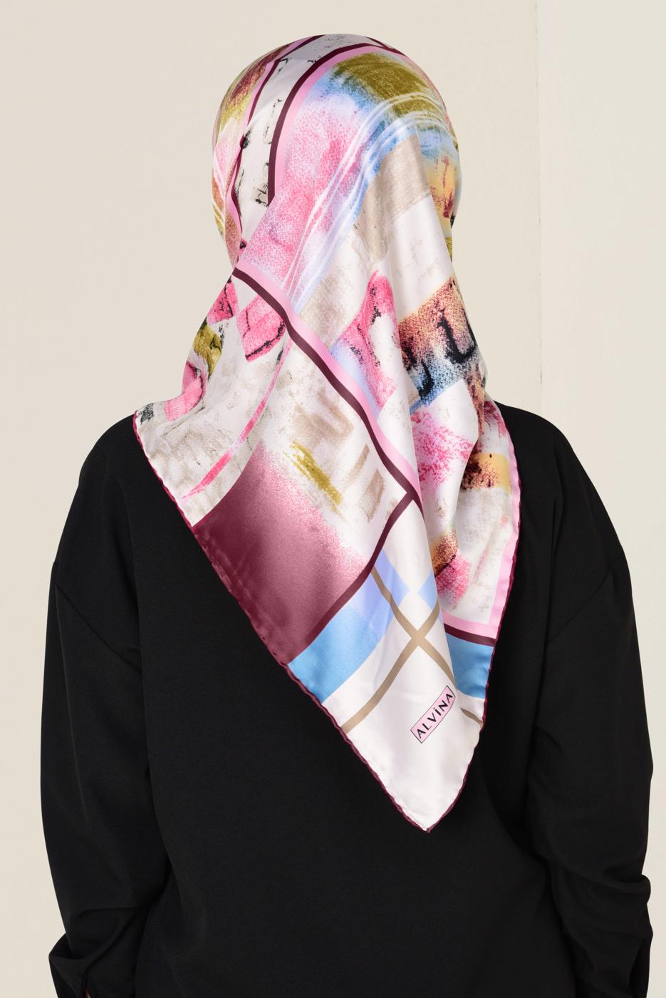 Tesettür giyim GRİ T 11417-1 ALVİNA DESENLİ EŞARP