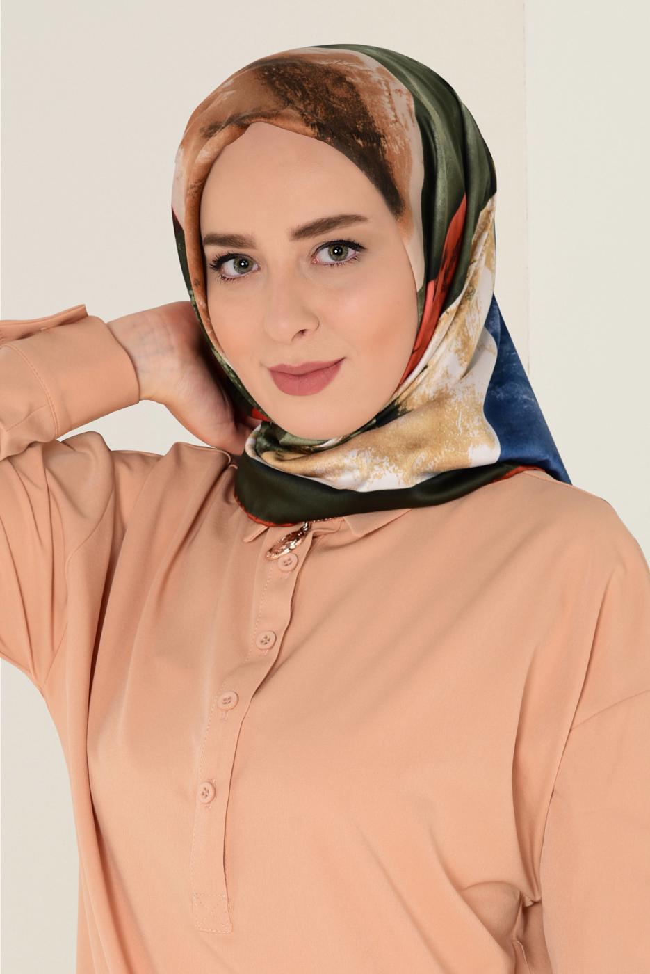 Tesettür giyim LACİVERT T 11418-1 ALVİNA DESENLİ EŞARP