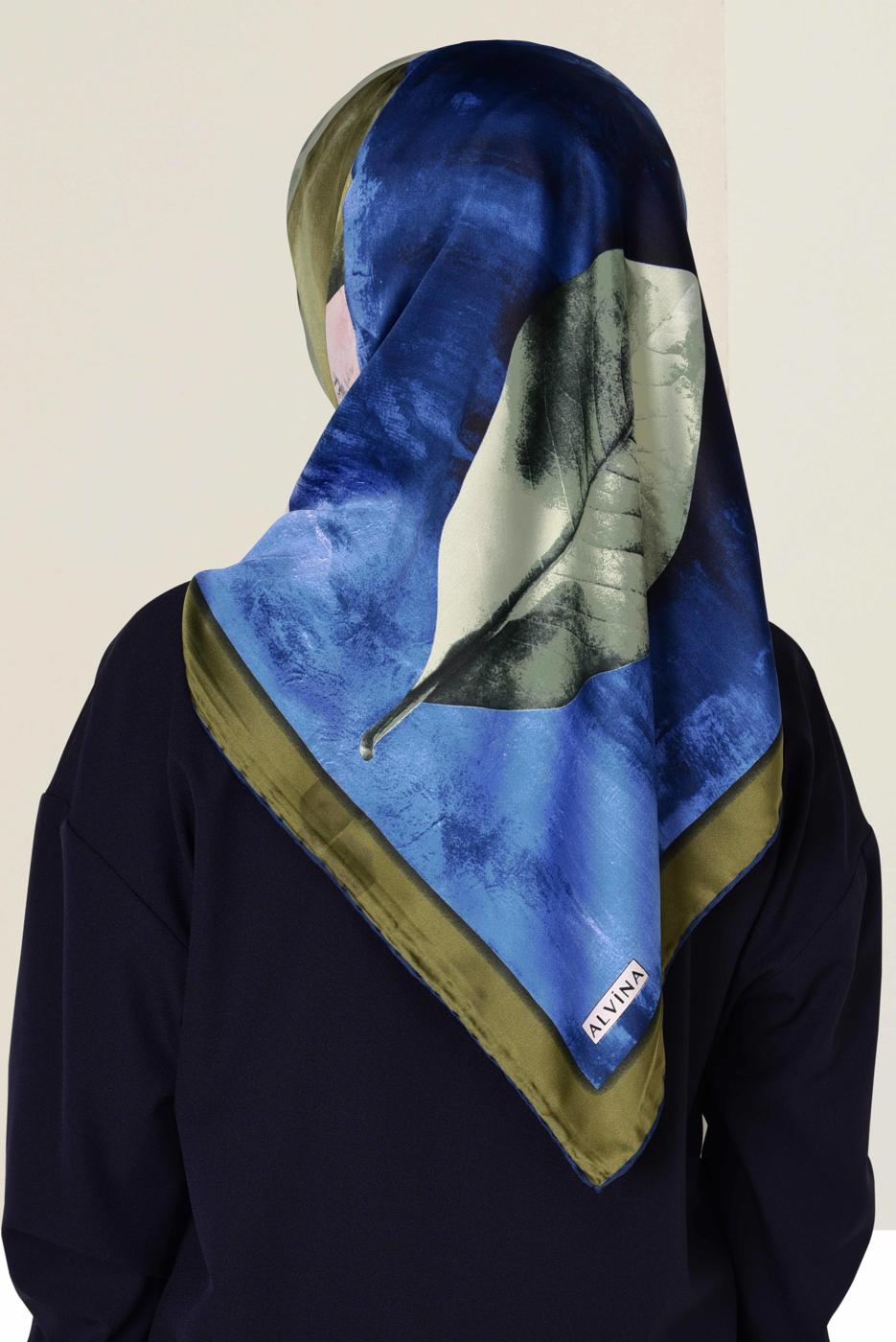 Tesettür giyim LACİVERT T 11418-1 ALVİNA DESENLİ EŞARP