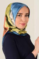 Tesettür giyim YEŞİL T 11418-1 ALVİNA DESENLİ EŞARP