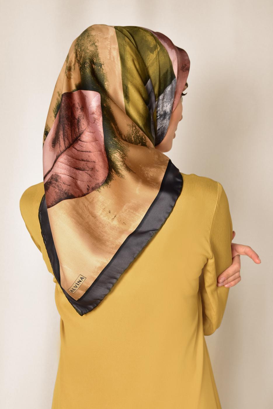 Tesettür giyim ALTIN T 11418-1 ALVİNA DESENLİ EŞARP