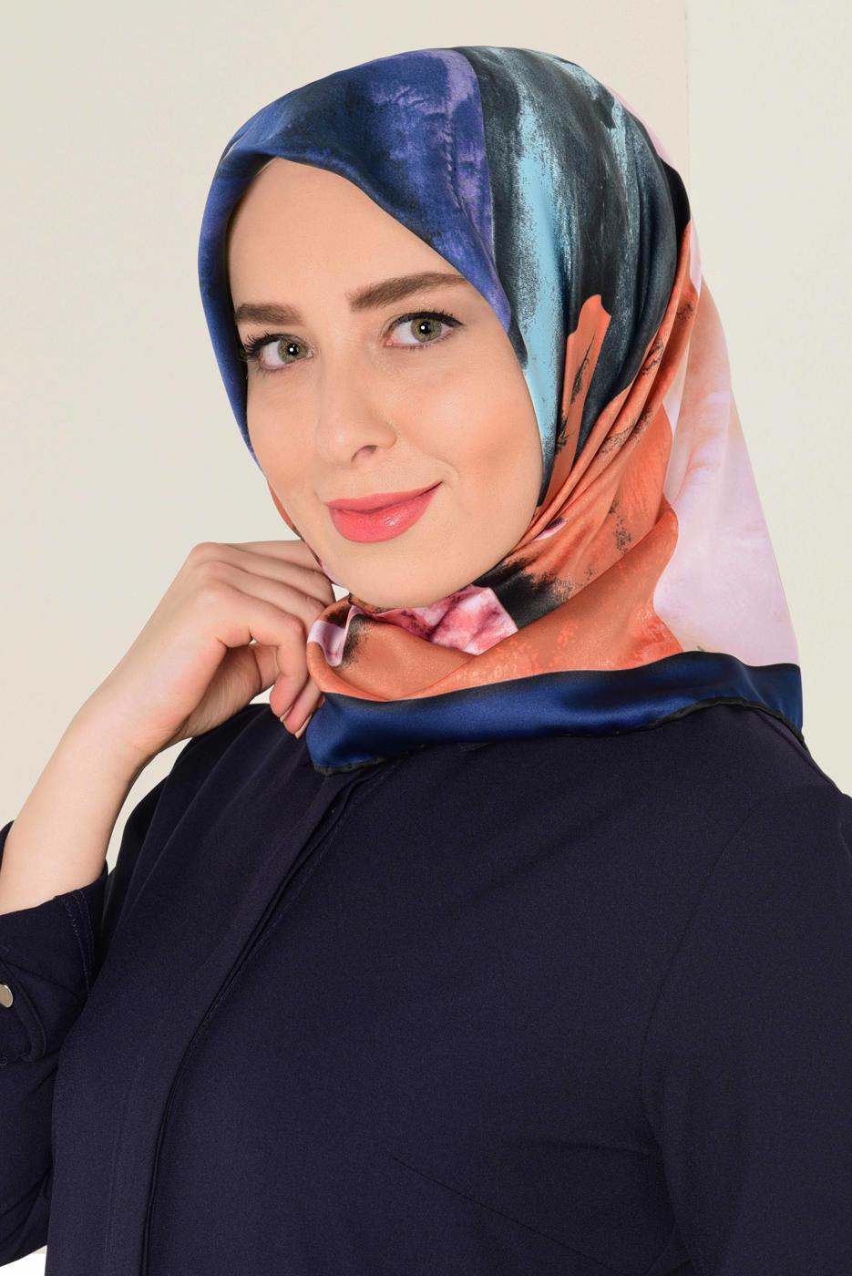 Tesettür giyim VİZON T 11418-1 ALVİNA DESENLİ EŞARP