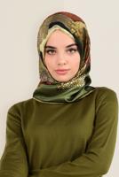 Tesettür giyim HAKİ ALVİNA DESENLİ EŞARP 12164-1