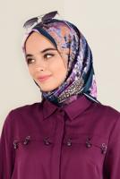 Tesettür giyim LACİVERT ALVİNA DESENLİ EŞARP 12164-1