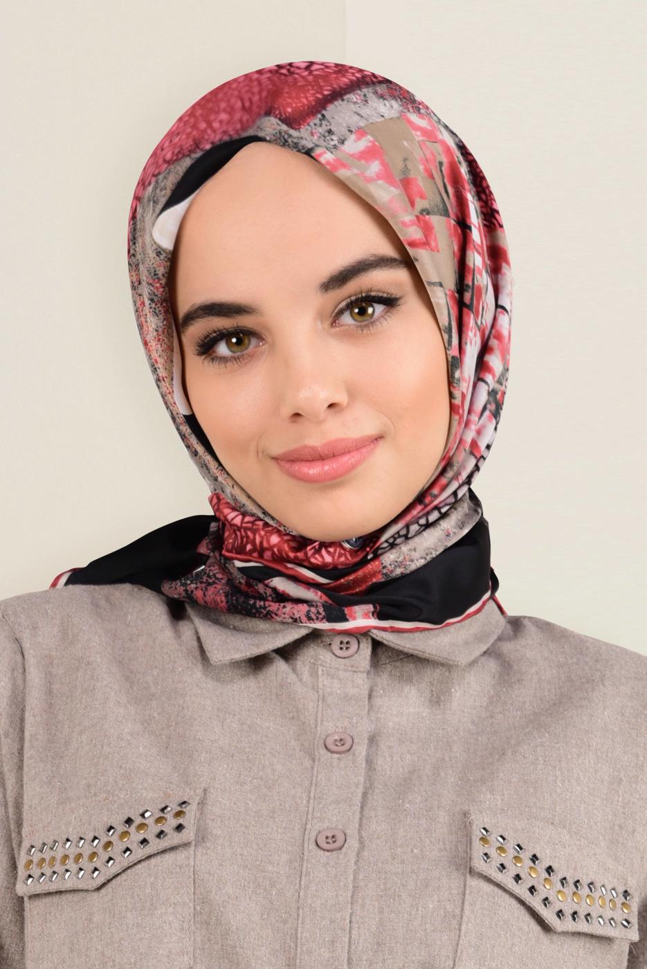 Tesettür giyim SİYAH ALVİNA DESENLİ EŞARP 12164-1