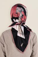 Tesettür giyim SİYAH ALVİNA DESENLİ EŞARP 12164-1