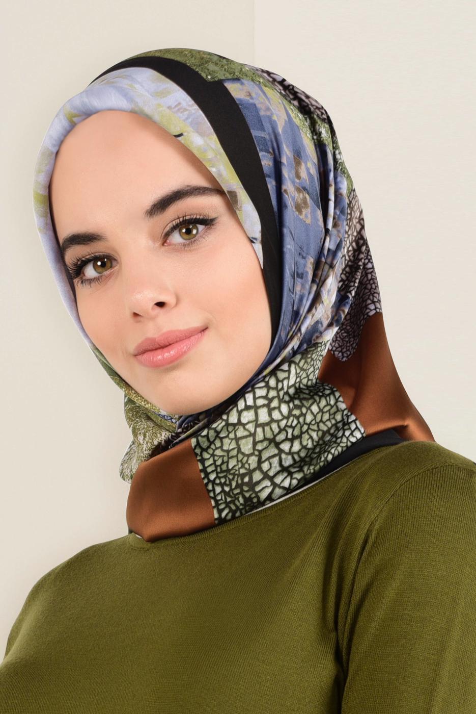 Tesettür giyim SİYAH ALVİNA DESENLİ EŞARP 12164-1