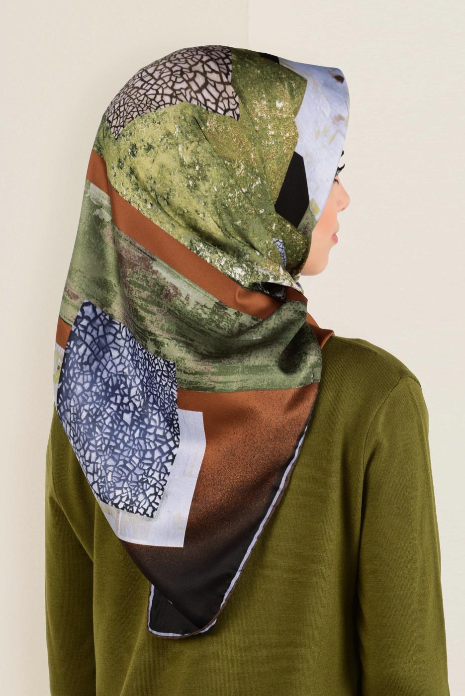 Tesettür giyim SİYAH ALVİNA DESENLİ EŞARP 12164-1