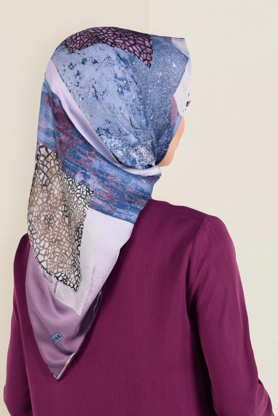 Tesettür giyim PEMBE ALVİNA DESENLİ EŞARP 12164-1
