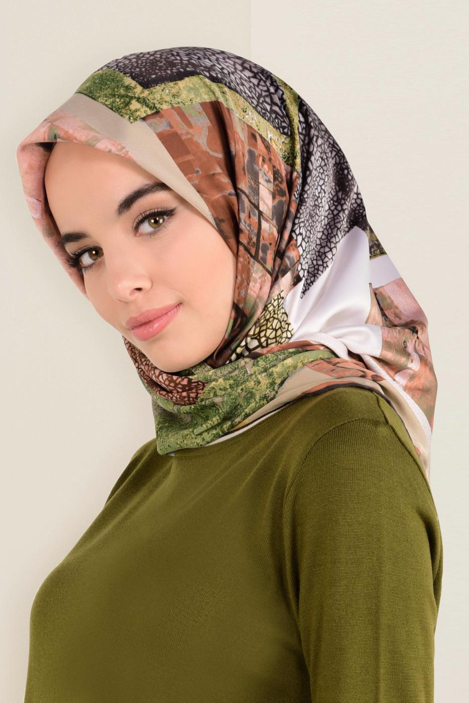 Tesettür giyim PEMBE ALVİNA DESENLİ EŞARP 12164-1