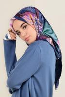 Tesettür giyim LACİVERT ALVİNA DESENLİ EŞARP 12164-1