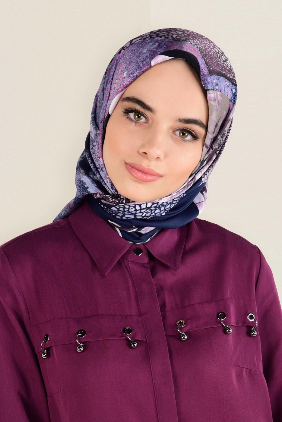 Tesettür giyim MOR ALVİNA DESENLİ EŞARP 12164-1