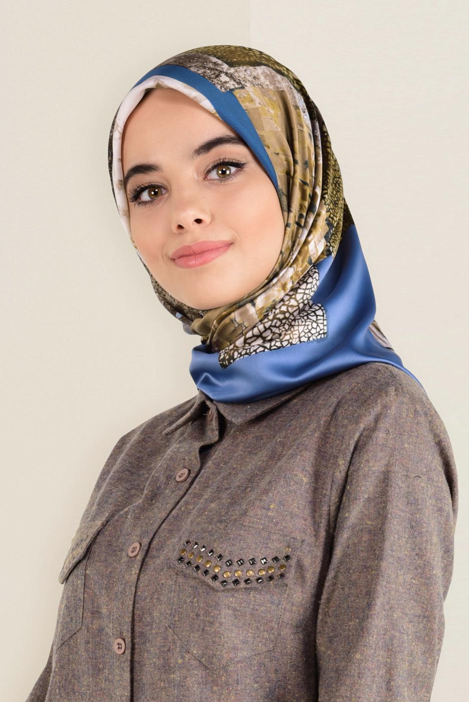 Tesettür giyim LACİVERT ALVİNA DESENLİ EŞARP 12164-1