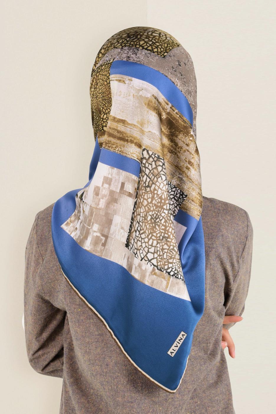 Tesettür giyim LACİVERT ALVİNA DESENLİ EŞARP 12164-1