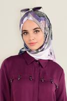Tesettür giyim MOR ALVİNA DESENLİ EŞARP 12164-1