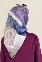 Tesettür giyim MOR ALVİNA DESENLİ EŞARP 12164-1