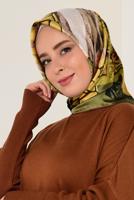 Tesettür giyim HAKİ T 12165-1 ALVİNA DESENLİ EŞARP