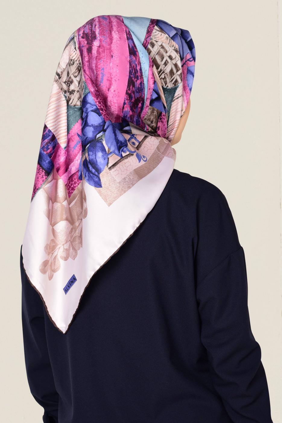 Tesettür giyim PUDRA T 12165-1 ALVİNA DESENLİ EŞARP