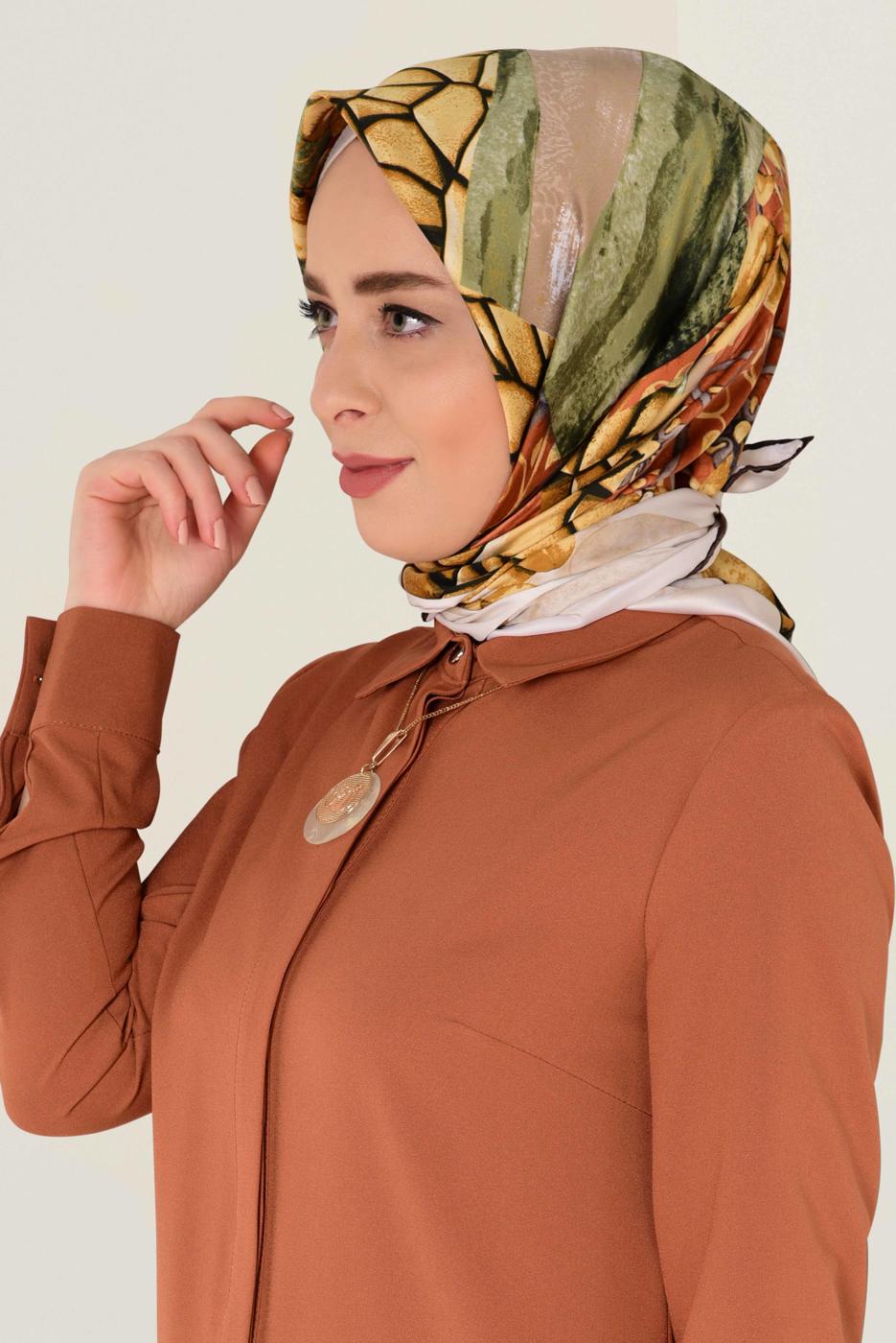 Tesettür giyim GRİ T 12165-1 ALVİNA DESENLİ EŞARP