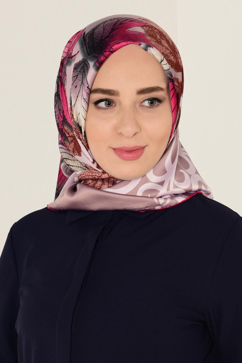 Tesettür giyim PUDRA T 12167-1 ALVİNA DESENLİ EŞARP