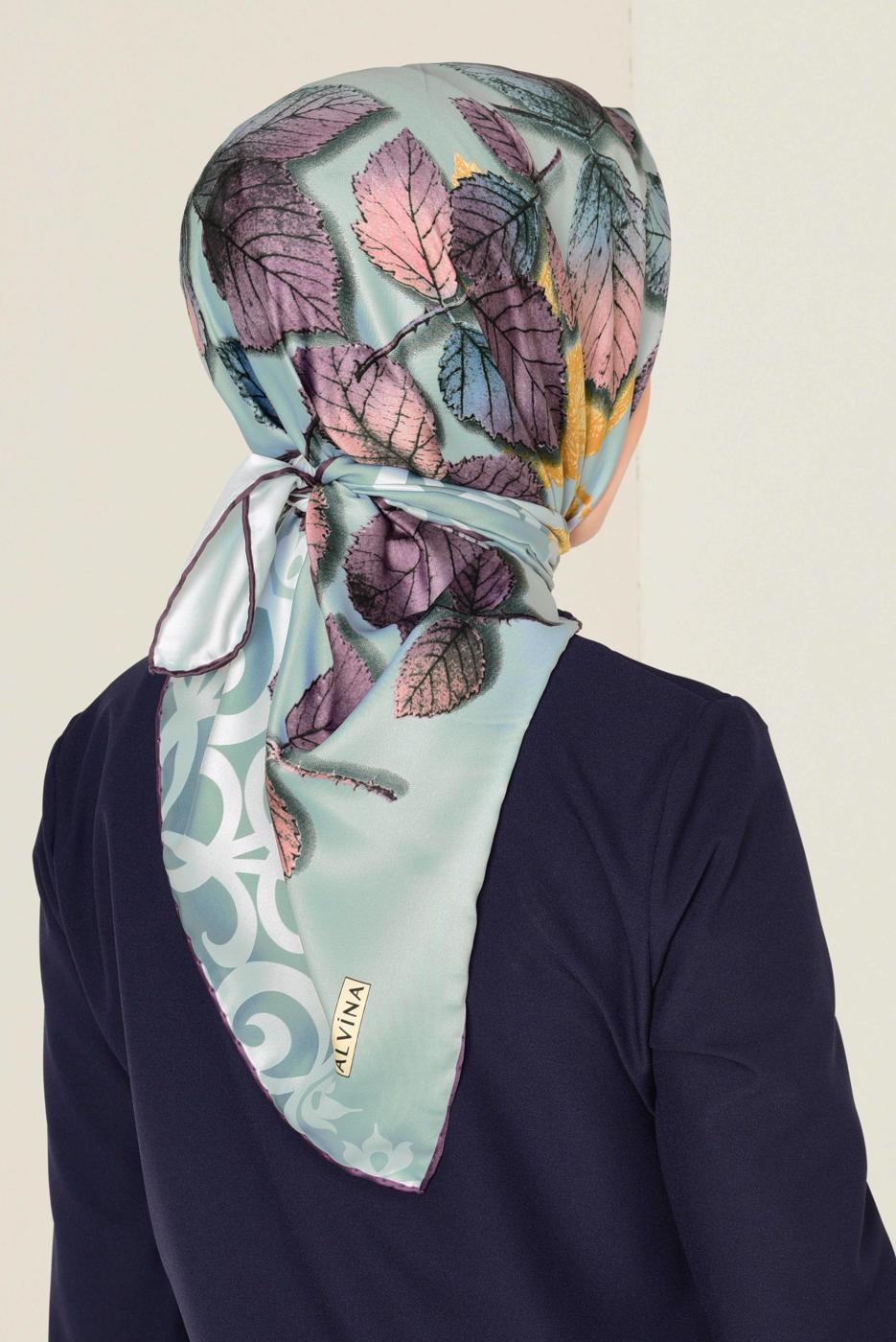 Tesettür giyim YEŞİL T 12167-1 ALVİNA DESENLİ EŞARP