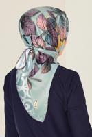 Tesettür giyim YEŞİL T 12167-1 ALVİNA DESENLİ EŞARP