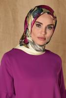 Tesettür giyim ALTIN T 12167-1 ALVİNA DESENLİ EŞARP