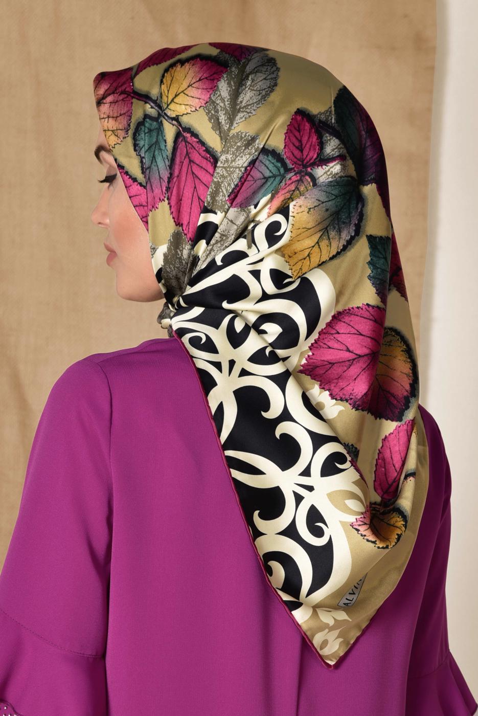 Tesettür giyim ALTIN T 12167-1 ALVİNA DESENLİ EŞARP