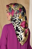 Tesettür giyim ALTIN T 12167-1 ALVİNA DESENLİ EŞARP