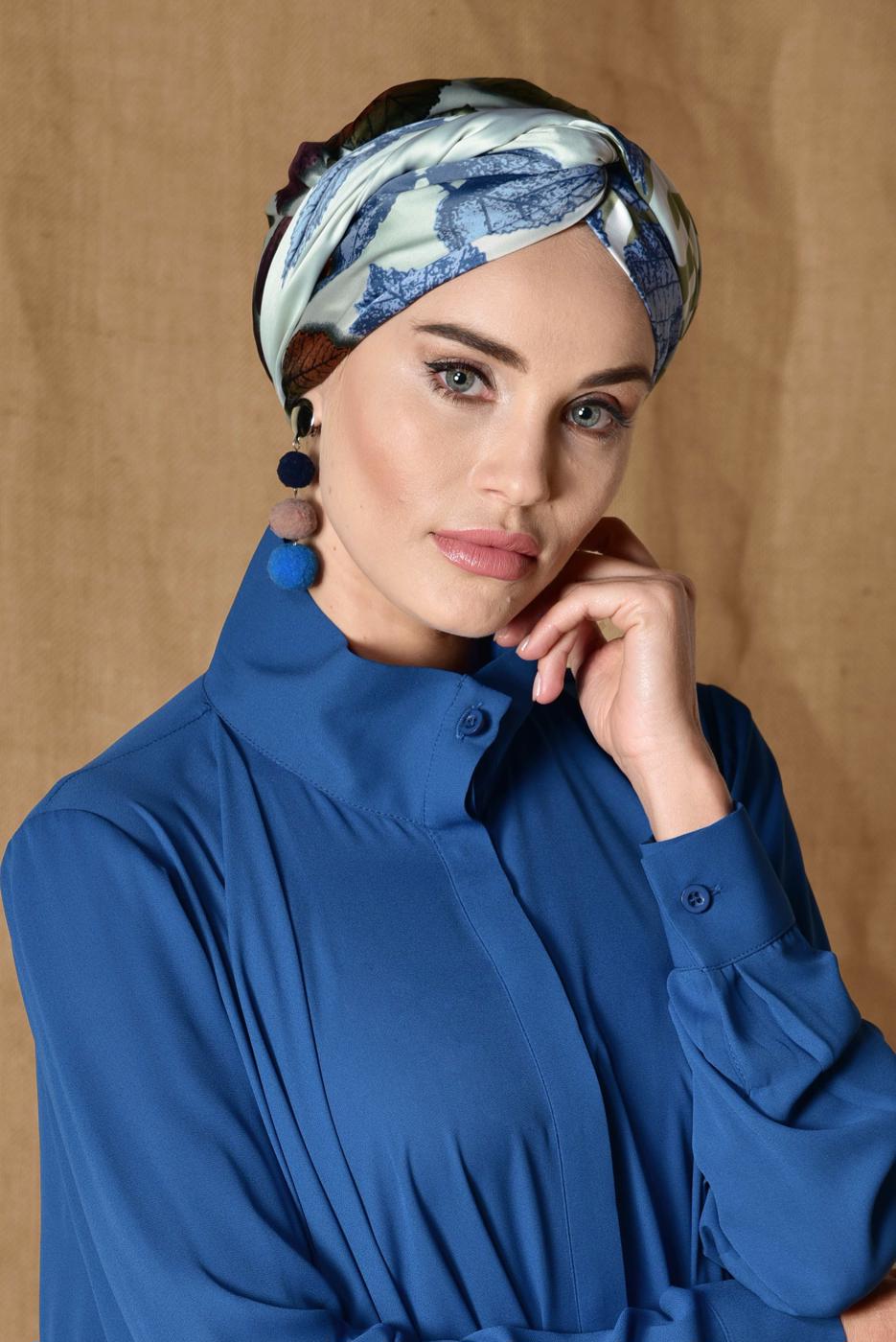 Tesettür giyim YEŞİL T 12167-1 ALVİNA DESENLİ EŞARP