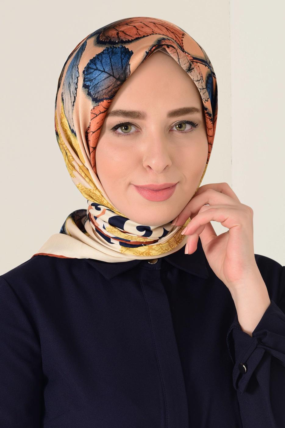 Tesettür giyim LACİVERT T 12167-1 ALVİNA DESENLİ EŞARP