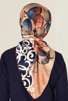 Tesettür giyim LACİVERT T 12167-1 ALVİNA DESENLİ EŞARP